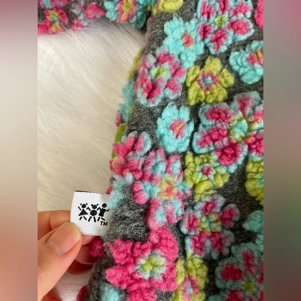 Corky & Company wool blend Floral Patterned hooded girls swing coat